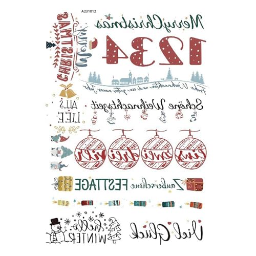 NZDFH Kerzentattoos Weihnachten, Rub on Sticker, Kerzendekoration Ultraleichter Wasseraufkleber Sticker Personalisiert Weihnachten Deko Schriftzug Aufkleber, Weihnachtsbaum und Schneemann NZDFH Kerzentattoos Weihnachten, Rub on Sticker, Kerzendekoration Ultraleichter Wasseraufkleber Sticker Personalisiert Weihnachten Deko Schriftzug Aufkleber, Weihnachtsbaum und Schneemann von NZDFH