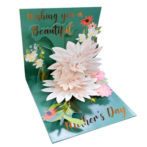 NZDFH Muttertagskarte, Muttertagsgeschenk, PopUp Karte, Klappkarte Muttertags Karte, Blumen-Karte, Geschenke für Mama, Glückwunschkarte Muttertag für die beste Mama der Welt, A von NZDFH