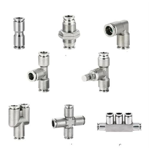 10 Stück 304 Edelstahl pneumatische AirFittings Hochdruck-Rohrverbinder Pu/Py/Pe/Pv/Pm/Pza/Psa/Pk Schlauch 4 6 8 10 12 mm(12mm,PK) von NZNGUSHA