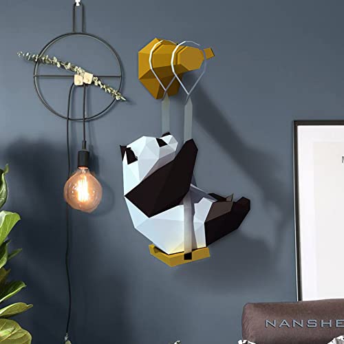 NZPOST Vorgeschnittener 3D-Papier-Panda auf Schaukel, Heimdekoration, Papiermodell, Tier-Wandkunst von NZPOST