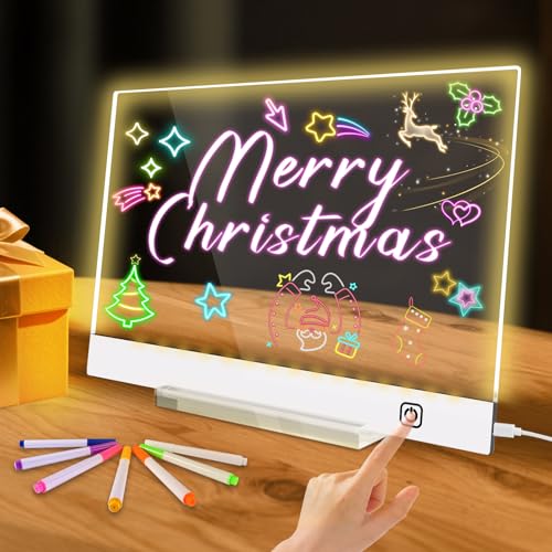 NZQXJXZ Leuchtendes LED Zeichenbrett, Acryl LED Zeichentafel mit 7 Farben Stifte, Touch-Steuerung, 4 Lichtmodi, Abwischbar, Notiztafel mit Geschenkbox, Grußkarte & Tuch für Zuhause, Schule, Büro NZQXJXZ Leuchtendes LED Zeichenbrett, Acryl LED Zeichentafel mit 7 Farben Stifte, Touch-Steuerung, 4 Lichtmodi, Abwischbar, Notiztafel mit Geschenkbox, Grußkarte & Tuch für Zuhause, Schule, Büro von NZQXJXZ