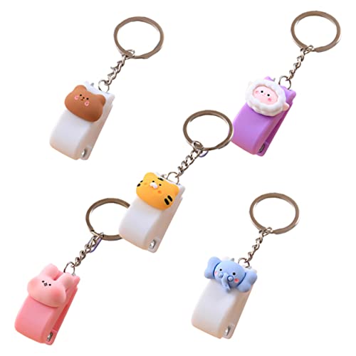 5pcs Cartoon Animal Keychain Hefter Heftmensch für entzückende Design -Hasen Lammbär Tiger Elefant für Studenten Schreibwarenliebhaber anwesend von NZVCQVPU