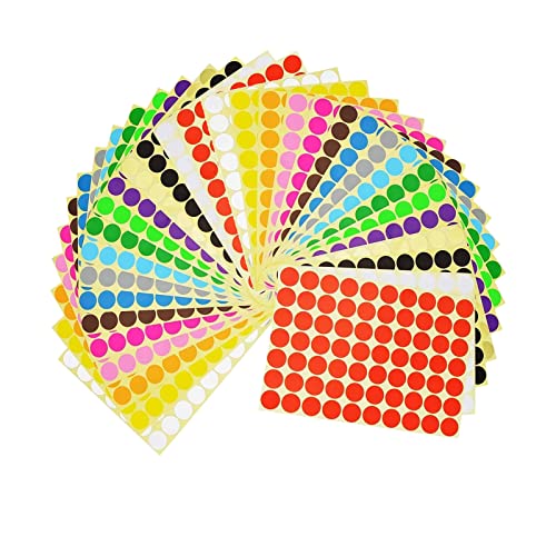 19mm Klebepunkte bunt Aufkleber, 32 Blätter 2240 Punkte Runde Punktaufkleber Farbkodierung Etiketten Markierungspunkte, Farb -Klebepunkte,Markierungspunkte - 16 Farben von Na meng