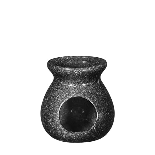 NaDeco Duftlampe Ambiente in Schwarz Ø10 h.10 cm, Schalen Durchmesser 8 cm | Teelicht | Duftlicht | Aromalampe aus Keramik | Stövchen für ätherische Öle, Duftöl und Duftwachs | Aromabrenner von NaDeco
