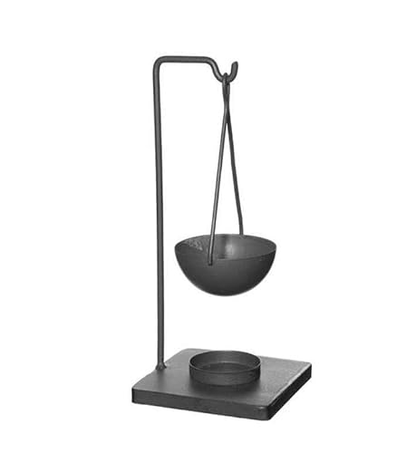 NaDeco Duftlampe modern aus Metall, in Schwarz Ø10 h.23 cm, Schalen Durchmesser 8 cm | Teelicht | Duftlicht | Aromalampe aus Metall | Stövchen für ätherische Öle, Duftöl und Duftwachs | Aromabrenner von NaDeco