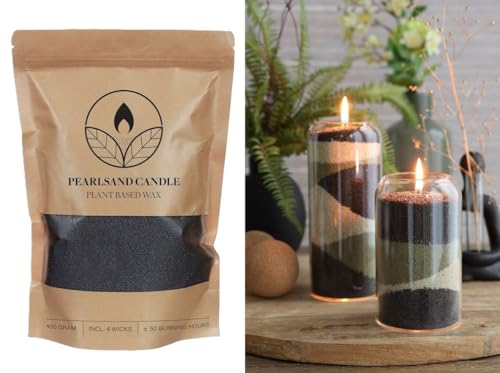 NaDeco Kerzensand mit 4 Dochten, 400g, wählbar in 7 Farben, DIY Set | Wachsgranulat | Pflanzliches Kerzenwachs | Kerzen selber Machen | Kezenwachs-Perlen mit Docht, Farbe:Schwarz NaDeco Kerzensand mit 4 Dochten, 400g, wählbar in 7 Farben, DIY Set | Wachsgranulat | Pflanzliches Kerzenwachs | Kerzen selber Machen | Kezenwachs-Perlen mit Docht, Farbe:Schwarz von NaDeco