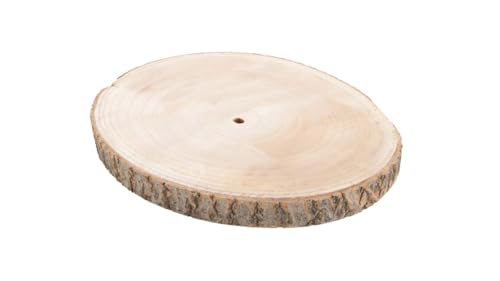 NaDeco Paulownia-Holzscheibe in vielen Größen zur Auswahl | Große Baumscheiben | Holzteller | Baumstamm- Scheiben | Holzscheibe zur Dekoration | Natürlicher Tortenteller, Größe:ca. 25x25 cm von NaDeco
