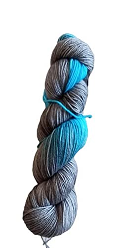 Handfärbung Superfine Wolle, schwarz-grau mit türkis, 75% Schurwolle / 25% Polyamid - Australische Schurwolle 22 Mikron 100 g ca 400 m Handfärbung Superfine Wolle, schwarz-grau mit türkis, 75% Schurwolle / 25% Polyamid - Australische Schurwolle 22 Mikron 100 g ca 400 m von NaRoKnit
