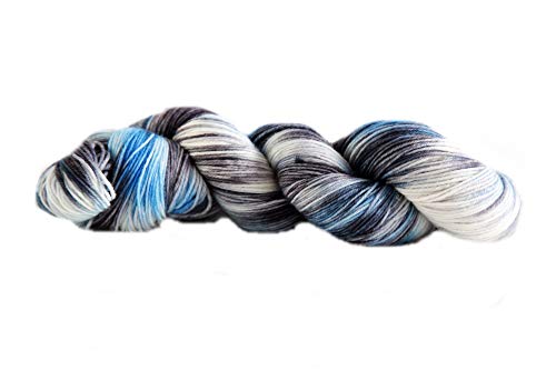 Sockenwolle Superfine handgefärbt -Black Blue - 75% Schurwolle / 25% Polyamid - Australische Schurwolle 22 Mikron 100 g ca 400 m von NaRoKnit