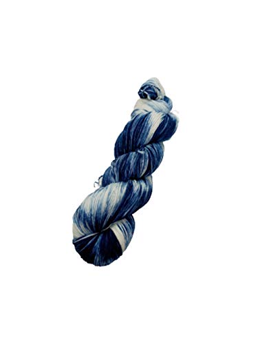 Sockenwolle Superfine handgefärbt - navy blue mit natur - 75% Schurwolle / 25% Polyamid - Australische Schurwolle 22 Mikron 100 g ca 400 m von NaRoKnit