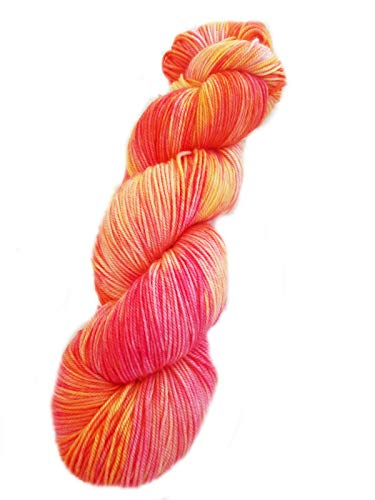 NaRoKnit - Sockenwolle Handgefärbt Merino High-Twist 100% Schurwolle (Australische Schurwolle 22 Mikron, Mulesingfrei) 100g/400m - Peach/Rosepurple von NaRoKnit