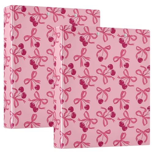 Naanle 3-Ringbuch, Kirschschleife, 3,8 cm, Briefgröße, niedlich, dekorativ, Hardcover mit 3 Innentaschen, Y2K, adretter rosa Ordner, Organizer für Zuhause, Schule, Büro, Zubehör, 2 Stück, mehrfarbig Naanle 3-Ringbuch, Kirschschleife, 3,8 cm, Briefgröße, niedlich, dekorativ, Hardcover mit 3 Innentaschen, Y2K, adretter rosa Ordner, Organizer für Zuhause, Schule, Büro, Zubehör, 2 Stück, mehrfarbig von Naanle