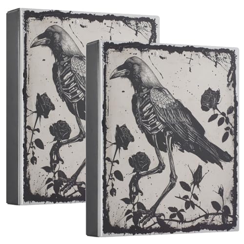 Naanle Gothic-Ringbuch mit 3 Ringen, Skelett, Krähe und Rosen, 3,8 cm, Briefgröße, dunkles dekoratives Hardcover mit 3 Innentaschen, Gothic-Ordner, Organizer für Zuhause, Schule, Büro, Zubehör, 2 Naanle Gothic-Ringbuch mit 3 Ringen, Skelett, Krähe und Rosen, 3,8 cm, Briefgröße, dunkles dekoratives Hardcover mit 3 Innentaschen, Gothic-Ordner, Organizer für Zuhause, Schule, Büro, Zubehör, 2 von Naanle