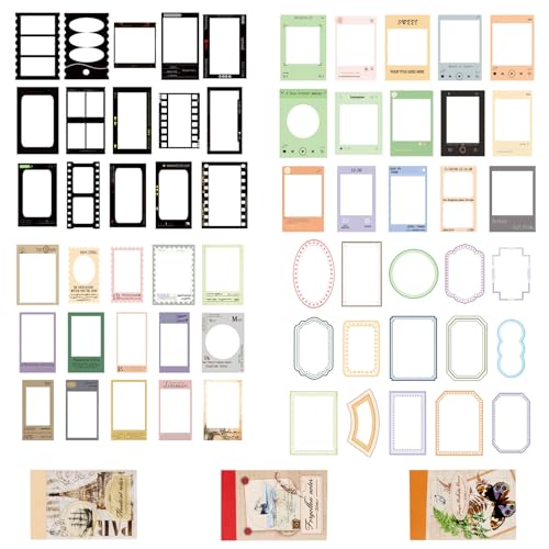 260 Stück Scrapbooking Sticker, Vintage Selbstklebend Papier, Rahmen und Pflanzen Journal Sticker, Transparente Scrapbooking Aufkleber für Scrapbook Fotoalbum Sammelalbum Laptops Handwerk von Naapesi
