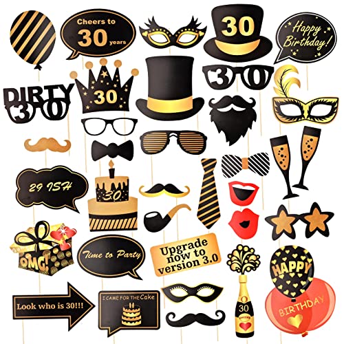 31 Stück Geburtstag Fotobox Accessoires, 30. Foto Booth Props für Geburtstag, Photo Fotobox Accessoires mit Hut, Lippenstift, Krawatte, Kronen, Foto Requisiten für Mädchen und Junge Geburtstag 31 Stück Geburtstag Fotobox Accessoires, 30. Foto Booth Props für Geburtstag, Photo Fotobox Accessoires mit Hut, Lippenstift, Krawatte, Kronen, Foto Requisiten für Mädchen und Junge Geburtstag von Naapesi