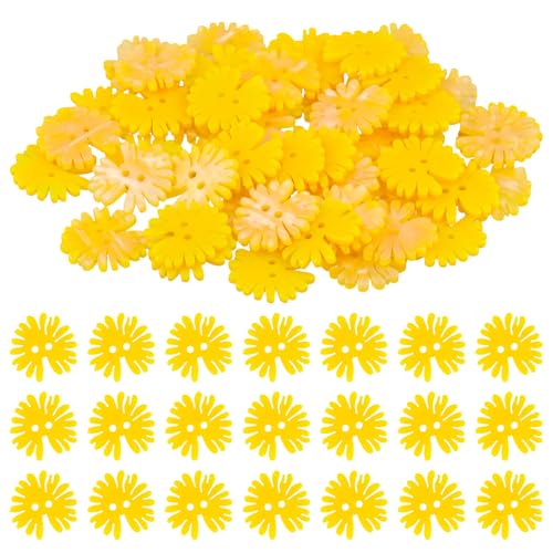 50 Stück Knöpfe, Gänseblümchen-knöpfe, Harz, 25mm, 2-Loch, Buttons für DIY Näharbeiten Handwerk Dekorieren, Universal Ersatzknöpfe für Jacken, Mantel, Hemden & Kleider (Gelb) von Naapesi