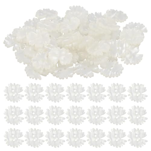 50 Stück Knöpfe, Gänseblümchen-knöpfe, Harz, 25mm, 2-Loch, Buttons für DIY Näharbeiten Handwerk Dekorieren, Universal Ersatzknöpfe für Jacken, Mantel, Hemden & Kleider (Weiß) von Naapesi