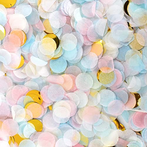 50 g Rundes Konfetti, 1cm Konfetti Papier, Seidenpapier Konfetti Papier, Runde Tissue Confetti für Geburtstag Dekoration Hochzeit Baby-shower Valentinstag Taufe (Rosa und Blau) von Naapesi