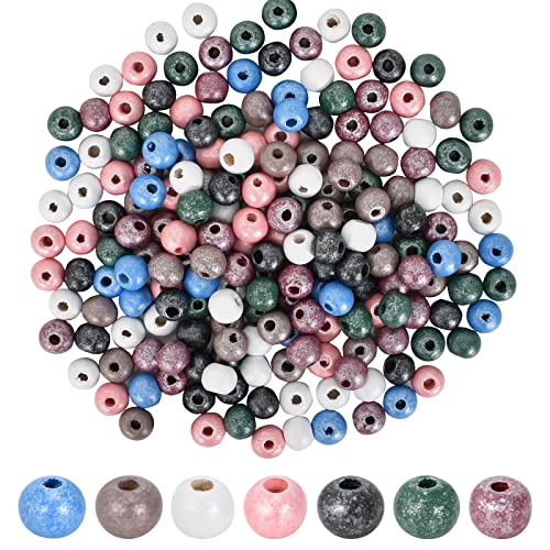 Naapesi 8MM Bunte Runde Holzperlen, 200 Stück Naturholz Bastelperlen zum Auffädeln, Lose Spacer Holzperlen für DIY Schmuckherstellung, Armbänder, Halsketten von Naapesi