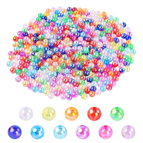 Acrylperlen, 450 Stück Perlen zum Auffädeln, 10mm Bunte Große Perlen, Rund Bastelperlen zum Auffädeln für DIY Schmuckherstellung Armbänder Halsketten Basteln Acrylperlen, 450 Stück Perlen zum Auffädeln, 10mm Bunte Große Perlen, Rund Bastelperlen zum Auffädeln für DIY Schmuckherstellung Armbänder Halsketten Basteln von Naapesi