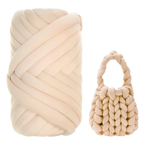 Dicke Wolle Garn 500g, Bulky Armstricken Wolle,Schlauchgarn Armstricken Knitting Wolle,Chunky XXL Wolle zum Handstricke,Bulky Garn Ideal für Decken, Taschen, Mützen, Haustiernester,Beige Dicke Wolle Garn 500g, Bulky Armstricken Wolle,Schlauchgarn Armstricken Knitting Wolle,Chunky XXL Wolle zum Handstricke,Bulky Garn Ideal für Decken, Taschen, Mützen, Haustiernester,Beige von Naapesi