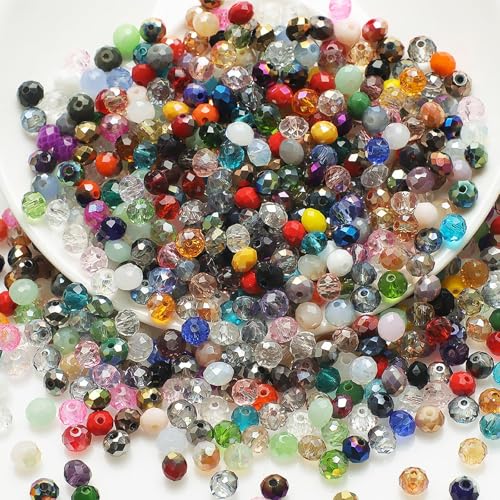Kristallglasperlen, rund, facettierte Glasperlen, bunt, sortiert, für Schmuckherstellung, DIY-Armbänder, Halsketten, Bastelprojekte, mehrfarbige Abstandshalter und Basteln, 6 mm, 200 Stück Kristallglasperlen, rund, facettierte Glasperlen, bunt, sortiert, für Schmuckherstellung, DIY-Armbänder, Halsketten, Bastelprojekte, mehrfarbige Abstandshalter und Basteln, 6 mm, 200 Stück von Naapesi