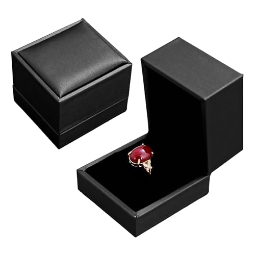 Naapesi 2 Stück Schmuck-Etui für Ringe, Ring Ohrringe Schmuckbox, Ringe Verpackung, Schmuck Geschenkbox, PU Single Grid Schmuckschatulle für Hochzeit Anniversay Valentines Day, Schwarz Naapesi 2 Stück Schmuck-Etui für Ringe, Ring Ohrringe Schmuckbox, Ringe Verpackung, Schmuck Geschenkbox, PU Single Grid Schmuckschatulle für Hochzeit Anniversay Valentines Day, Schwarz von Naapesi