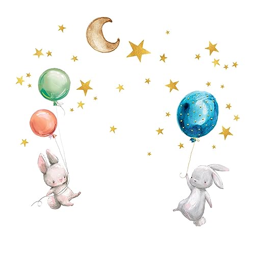 Naapesi Leuchtsterne Wandsticker selbstklebend Hase Sternenhimmel Aufkleber Kinderzimmer Wandtattoo Wanddeko Leuchtsticker Wandaufkleber für Babyzimmer - Rückstandslos zu entfernende von Naapesi