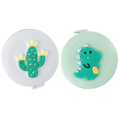 Naapesi Maßband, 2er Pack, Cartoon Mini, einziehbar, doppelseitig, weich, 60 Zoll/150 cm, für Körpermaße, Nähen, Stoff, Schneider (Grün + Weiß) von Naapesi