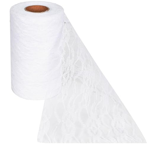 Weiß Spitzenband, 25 Yards 15 cm Breite Blumenmuster Spitzenbordüre, Nähen Spitzenborte Spitzenbesatz, Tischläufer Spitze, Zierband Spitze für Basteln Nähen Handwerk, Hochzeit Deko, Tischdeko (#2) von Naapesi