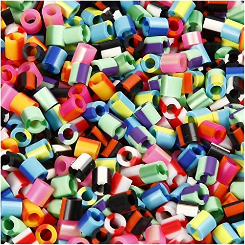 Nabbi Bügelperlen, Gestreift, 5x5 mm, 2,5 mm Loch, Medium, 10000 Stück, Mehrfarbig von Nabbi