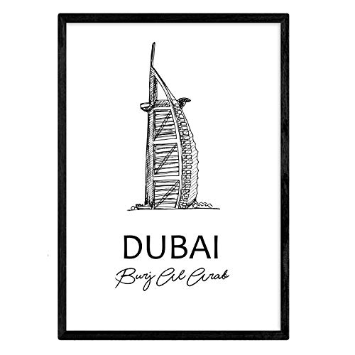 Nacnic Pack Poster -Burj Al Arab Dubai. Blätter mit Denkmälern von Städten. A4-Format von Nacnic