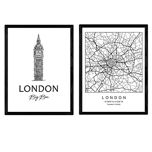 Nacnic Pack Poster London - Big Ben. Blätter mit Denkmälern von Städten. A3 Größe von Nacnic