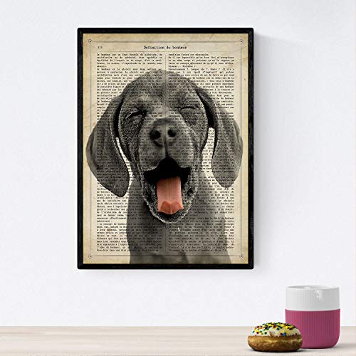 Nacnic Plakat Hund mit der Zunge heraus. Sheets Tiere Definitionen. Tierillustrationen mit Text. A4-Format von Nacnic