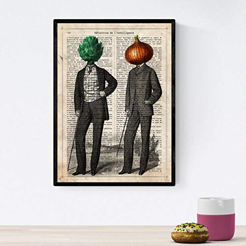 Nacnic Poster Artischocken und Zwiebeln. Poster von Obst und Gemüse mit Definitionen. Illustrationen vegetarische Ernährung. A4-Format von Nacnic