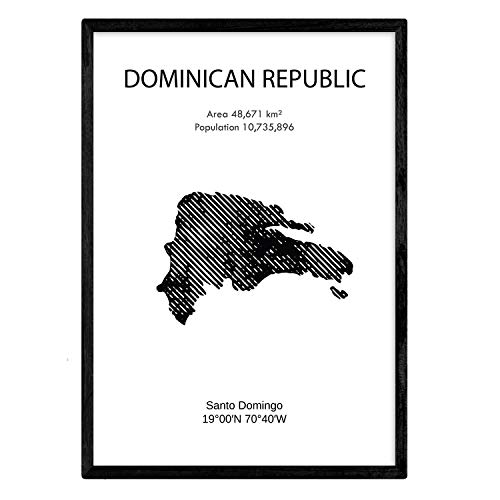 Nacnic Poster Dominikanische Republik. Blätter von Ländern und Kontinenten. A3 Größe von Nacnic