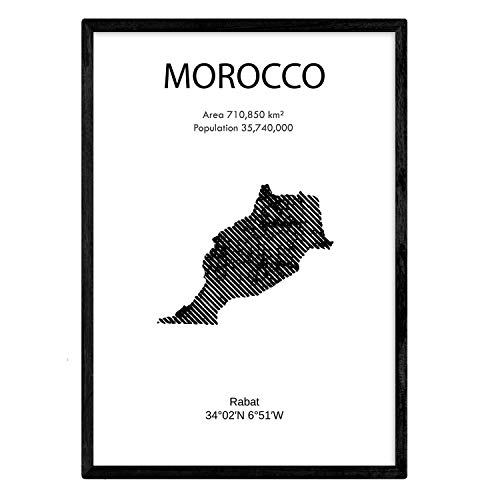 Nacnic Poster Marokko. Blätter von Ländern und Kontinenten. A3 Größe von Nacnic