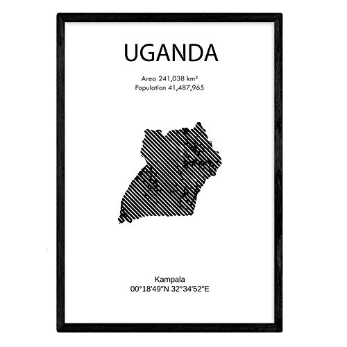 Nacnic Poster Uganda. Blätter von Ländern und Kontinenten. A3 Größe von Nacnic