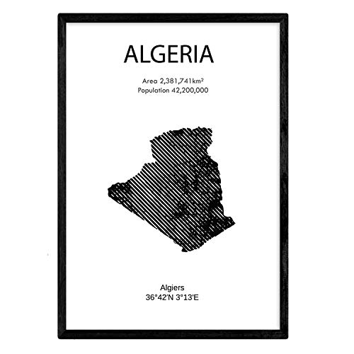 Nacnic Poster von Algerien. Blätter von Ländern und Kontinenten. A3 Größe von Nacnic