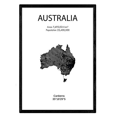 Nacnic Poster von Australien. Blätter von Ländern und Kontinenten. A3 Größe von Nacnic