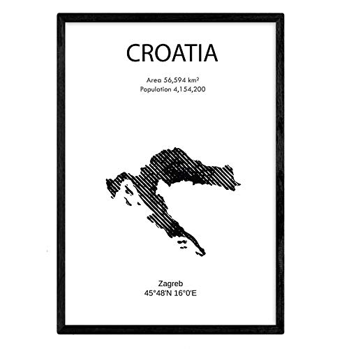Nacnic Poster von Kroatien. Blätter von Ländern und Kontinenten. A3 Größe von Nacnic