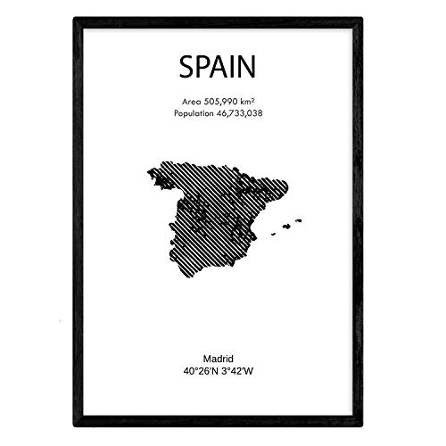 Nacnic Poster von Spanien. Blätter von Ländern und Kontinenten. A3 Größe von Nacnic