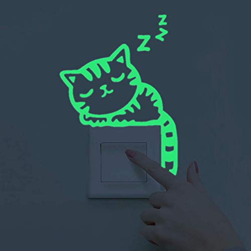 Nacnic Schlafende Katze Leuchtsticker Wandaufkleber. Fluoreszierende Haustiere Wandstickers. Leuchtaufkleber Wanddekoration für Kinder und Baby Schlafzimmer, Hauszimmer, Geschäfte. von Nacnic