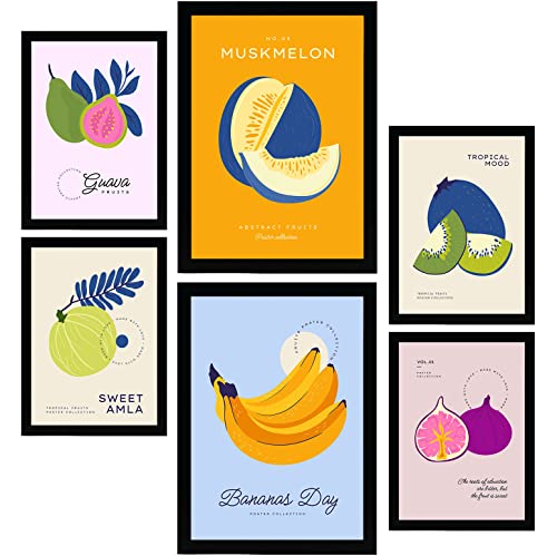 Nacnic Set mit 6 Lebensmittel- und Ernährungs Postern. Tropische Früchte. Natur- und Ernährungsposter für Innenarchitektur und Dekoration. A3 & A4 ohne Rahmen. von Nacnic