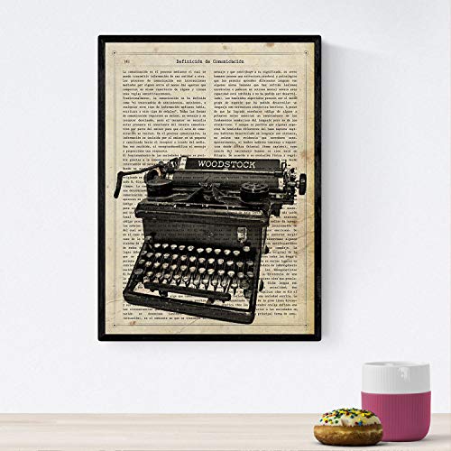 Nacnic Vintage Poster Woodstock Schreibmaschine. Vintage Stil Poster mit Design und Definitionen für die Innendekoration. A4-Format von Nacnic