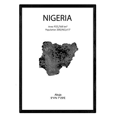 Poster von Nigeria. Blätter von Ländern und Kontinenten. A3 Größe von Nacnic