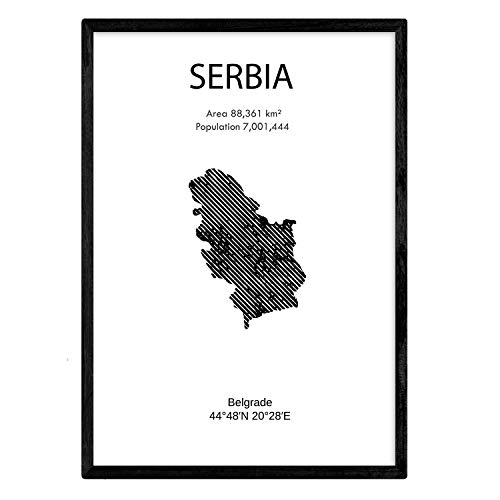 Nacnic Poster von Serbien. Blätter von Ländern und Kontinenten. A3 Größe von Nacnic
