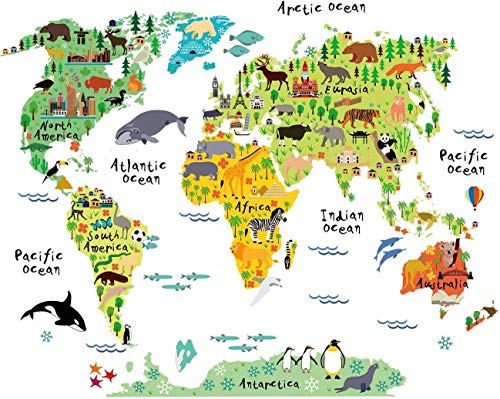 Wandaufkleber Weltkarte für Kinder von Nacnic