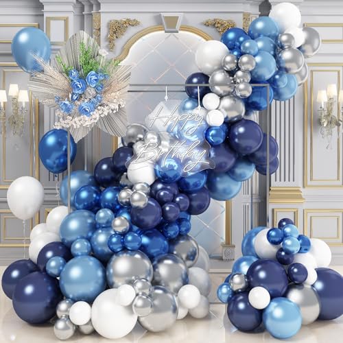 Ballon Girlande Blau Silber Weiß, Luftballon Girlande Dunkel Marine Blau Weiss Metallic Silber Metallisch Blau Hellblau Latex Ballongirlande für Jungen Männ Geburtstag Babyparty Abschluss Party Deko Ballon Girlande Blau Silber Weiß, Luftballon Girlande Dunkel Marine Blau Weiss Metallic Silber Metallisch Blau Hellblau Latex Ballongirlande für Jungen Männ Geburtstag Babyparty Abschluss Party Deko von Nacori