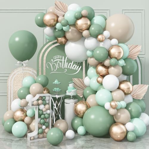 Ballon Girlande Grün, Salbeigrün Weiß Luftballon Girlande, Eukalyptus Avocado Grüne Gold Champagner Party Ballons Olive Sage Grün Beige Creme Latex Luftballons für Geburtstag Hochzeit Babyparty Deko Ballon Girlande Grün, Salbeigrün Weiß Luftballon Girlande, Eukalyptus Avocado Grüne Gold Champagner Party Ballons Olive Sage Grün Beige Creme Latex Luftballons für Geburtstag Hochzeit Babyparty Deko von Nacori